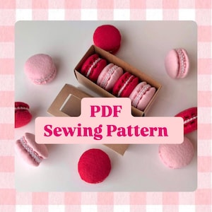 Felt Macaron PDF Pattern, Step by Step with pictures, Felt Food, DIY Craft, Pretend Play, Play Kitchen, Felt Dessert, Realistic Felt Food