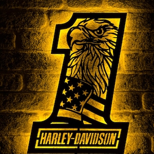 Harley Davidson 1 cartello a LED, Harley Davidson 1 arte murale, Harley Davidson 1 cartello murale, Harley Davidson 1 decorazione murale, Harley Davidson 1 regalo