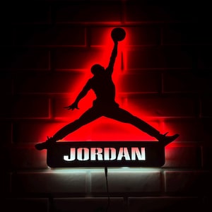 Michael Jordan &#39;Jumpman&#39; Led Sign, Jordan Wall Art, Michael Jordan Wall Sign, Jordan Wall Decor, Michael Jordan Gift, Jordan Wall Light