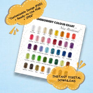 Embroidery Thread Color Chart Template: New Brothread 40 Colors, Photoshop Editable (PSD File)