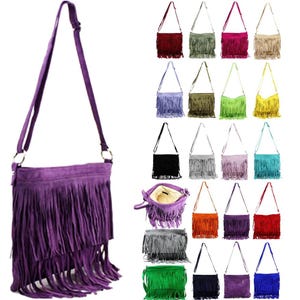 Damen Damen Leder Quaste Fransen Schichten Crossbody stilvolle Schultertasche Party