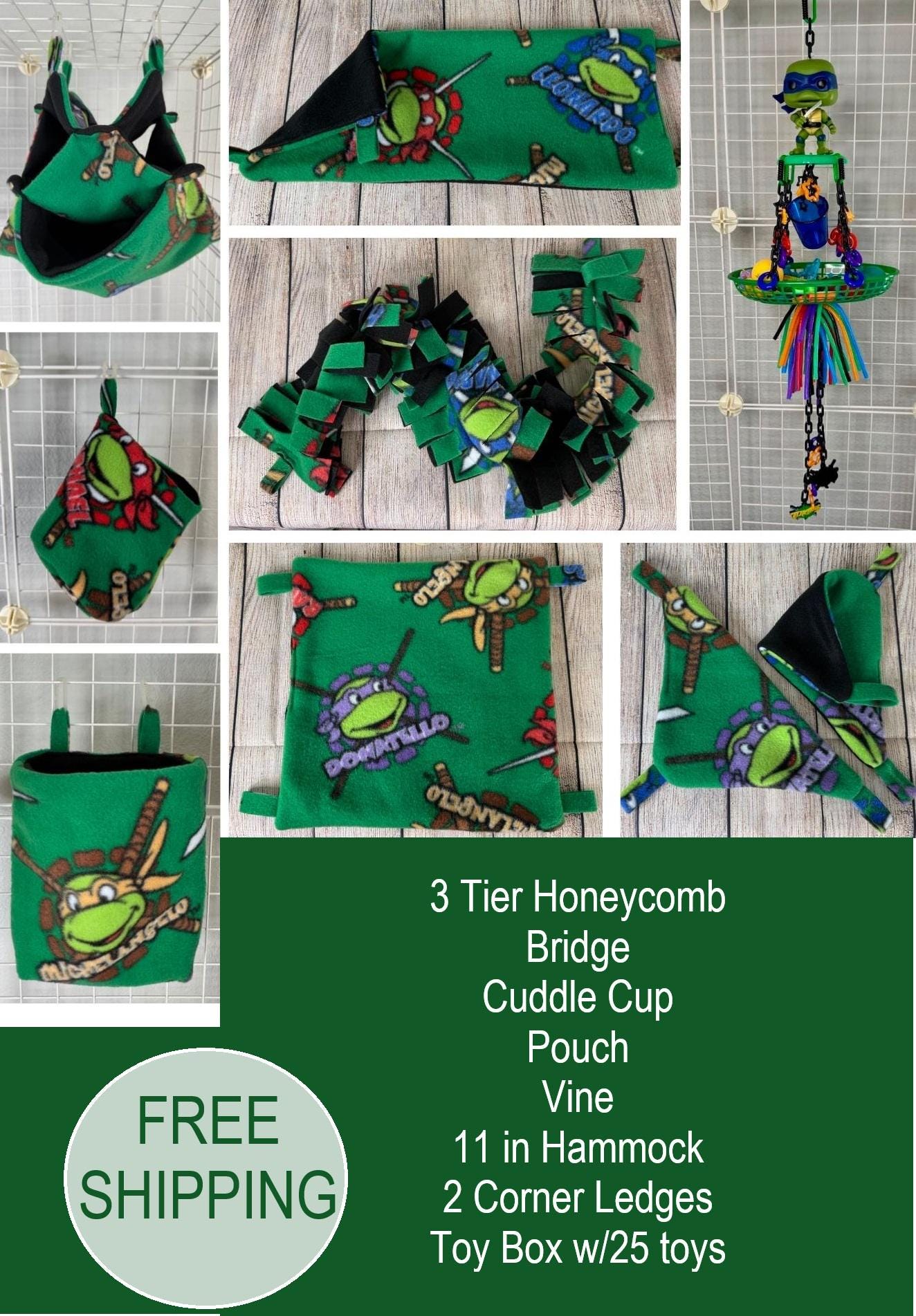 8 piece Sugar glider cage set with toybox and 25 toys!  - READY TO SHIP!