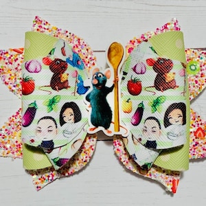 Ratatouille Rat Remi Paris France Glitter Hair Bow Clip