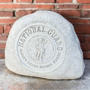 9&#39; Soldier rock statue, Garden stone decor, Soldier gift idea, Outdoor rock ornament, National guard art, Lawn rock sculpture, Yard rock