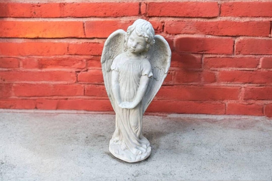 18" Lawn Angel Sculpture, Outside Cherub Statue, Religious Angel Art ...