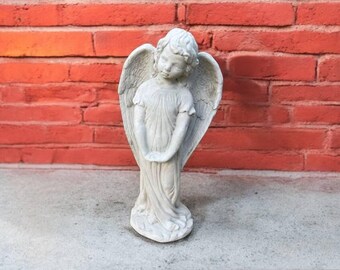 18" Lawn angel sculpture, Outside cherub statue, Religious angel art, Yard cherub idea, Concrete angel figure, Stone religious decoration