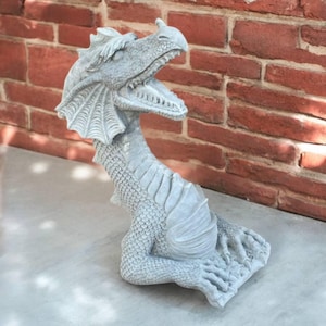 13&#39; Yard dragon statue, Lawn fantastic decor, Concrete dragon ornament, Fantasy animal figure, Outdoor magic art, Detailed dragon idea