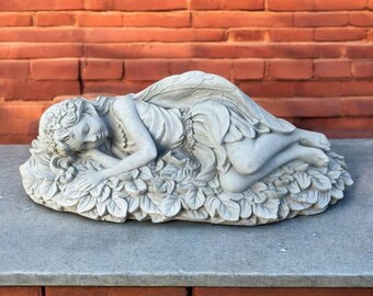 Statue de fée Beton, décoration fantastique en ciment, art de lutin de jardin, conception fantastique de pelouse, idée de fée pour la maison, statue fantastique en plein air, ornement de lutin