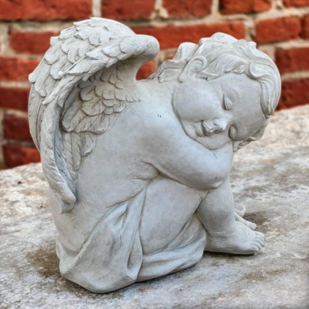 13" Outside Angel Sculpture, Garden Cherub Design, Home Religious Idea ...