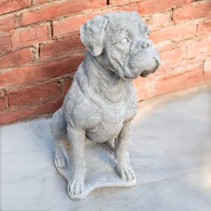 20&#39; Boxer dog figure, Outdoor dog statue, Pet garden art, Concrete boxer decor, Lawn dog sculpture, Backyard pet ornament, Stone boxer idea