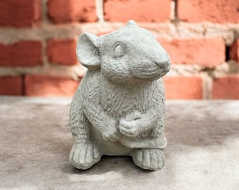 6&#39; Concrete mouse figure, Solid rat decor, Stone mouse ornament, Lawn rat statue, Garden mouse, Beton animal sculpture, Realistic mouse art