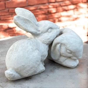 5&#39; Bunnies garden sculpture, Outdoor rabbits art, Beton bunnies ornament, Yard rabbit statue, Concrete bunnies idea, Stone rabbit decor
