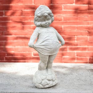 20&#39; Girl sculpture, Lawn kid decor, Backyard child idea, Concrete girl ornament, Outdoor kid statue, Garden child figure, Stone girl art