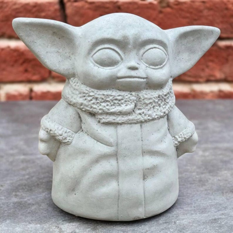 8" Baby yoda statue, Lawn garden art, Outdoor grogu decor, Cartoon gift idea, Concrete yoda figure, Stone grogu ornament, Yard grogu bild 10