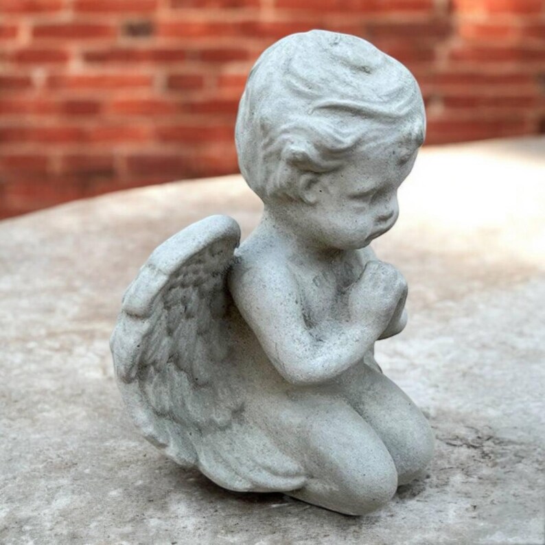 7" Praying Angel Sculpture, Home Cherub Decor, Garden Religious Design ...