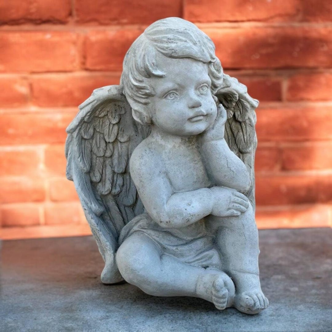 10" Little Angel Figurine, Lawn Religious Statue, Garden Cherub ...