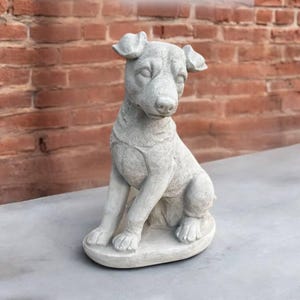 17" Concrete Jack Russell, Garden statue, Dog outdoor decor, Stone dog figurine, Pet memorial, Dog owner gift, Sitting Jack Russell figure