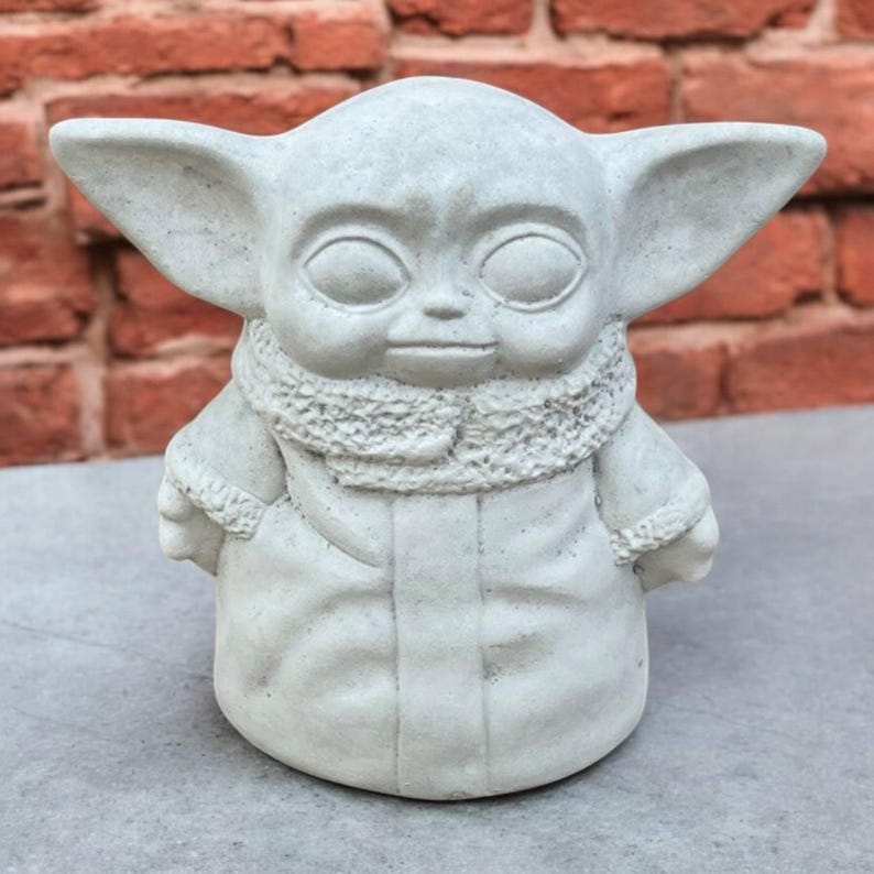 8" Baby yoda statue, Lawn garden art, Outdoor grogu decor, Cartoon gift idea, Concrete yoda figure, Stone grogu ornament, Yard grogu bild 7
