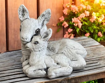 6'' Deers garden statue, Lawn animals art, Concrete fawns ornament, Yard deers decoration, Animals stone design, Outside fawns sculpture