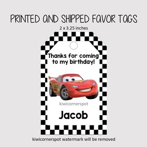 8 Printed Personalized Favor Tags - Cars Bubble Wands - Cars Favors - Cars Party - Classroom Gifts - Party Favors - Candy Bag Tags - Mater