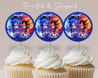 12 PRINTED Toppers - Sonic VS Shadow Cupcake Toppers - Sonic Favors - Sonic Party - Classroom Gifts - Classmates Party Favors