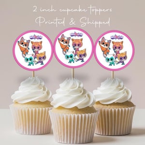 12 PRINTED Toppers - Super Kitties Cupcake Toppers - Super Kitties Cupcake Toppers - Super Kitties Party - Kitties Favors - Party Favors