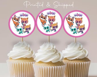 12 PRINTED Toppers - Super Kitties Cupcake Toppers - Super Kitties Cupcake Toppers - Super Kitties Party - Kitties Favors - Party Favors
