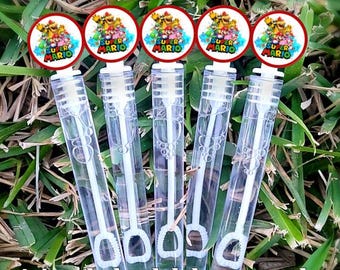 5 Bubbles - Valentines Bubble Wands - Mario Favors - Mario Bros Party - Classroom Gifts - Party Favors - Candy Bags