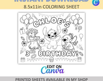 Édition sur toile - DIY - Coloriage personnalisé - Napperons à piquer - Feuilles à colorier à piquer - Cadeaux de fête Stitch - Cadeaux de Stitch