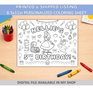 Printed Cardstock Sheets - Alice - Alice Coloring Sheet - Alice in Wonderland Favor - 65lb Cardstock 8.5x11 Sheet