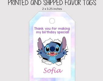 8 Thank You Tags - Favor Tags - Stitch & Angel Favors - Stitch Party - Stitch Favors Classroom Gifts - Party Favors - Candy Bag Tags