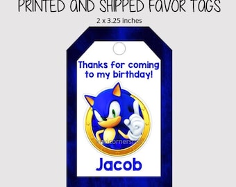 8 Thank You Tags - Favor Tags - Sonic Tags - Sonic Favors - Sonic Party - Classroom Gifts - Candy Bag Tags