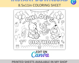 Canva Edit - Faça Você Mesmo - Desenhos Personalizados para Colorir - Jogos Americanos do Ursinho Pooh - Desenhos para Colorir do Ursinho Pooh - Lembrancinhas para Festa do Bebê Pooh - Lembrancinhas do Pooh