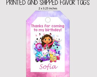 8 Thank You Tags - Favor Tags - Gabby Dollhouse Bubble Wands - Gabby Favors - Classroom Gifts - Gabby Favors - Candy Bags Dollhouse