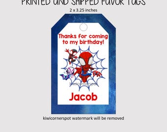 8 etiquetas personalizadas impresas para regalos - Varitas de burbujas de Spidey - Recuerdos de Spidey - Spidey y sus amigos - Etiquetas para bolsas de dulces