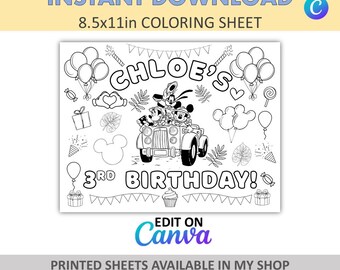 Canva Edit - DIY - Custom Coloring - Mickey Safari Placemats - Mickey Safari Coloring Sheets - Mickey Safari