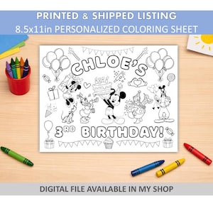Printed Cardstock Sheets - Mickey  - Mickey Coloring Sheets - Mickey Party - 65lb Cardstock 8.5x11 Sheet