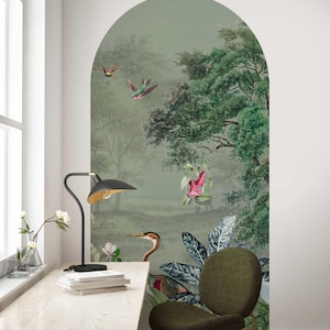 Peel and stick Arch Wallpaper Decal - Scenic Landscape Green