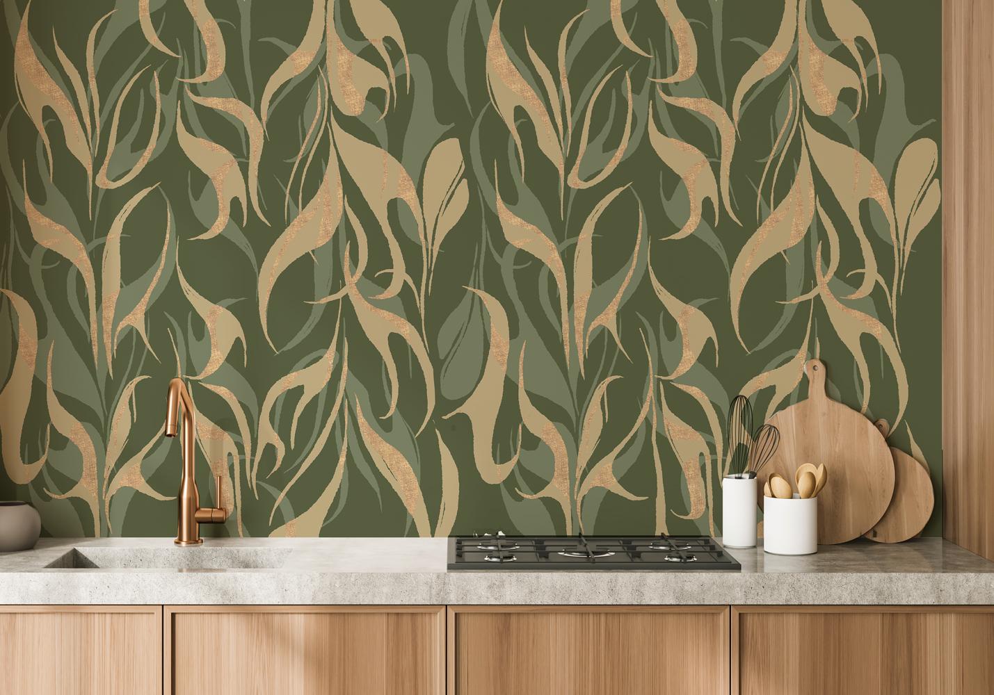 Gold Wallpaper - Heftige Flammen - Grün - Etsy Schweiz, image size:1429x1000