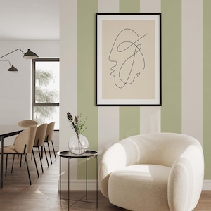 Wallpaper on roll - Adeline Stripe White/Green
