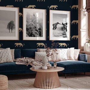 Carta da parati leopardata - LEOPARDO - blu navy