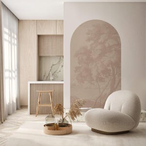 Peel and stick Arch Wallpaper Decal - Engraved terra