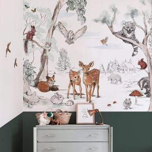 Carta da parati con animali - FORESTA MAGICA