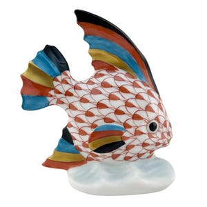 Herend Rust Fishnet Sailing FISH Table Ornament 5295 Tropical & Aquatic 2.5" Red