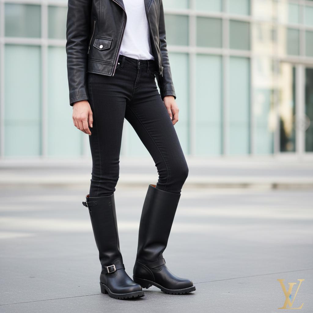 Men's Handmade Thick Leather Biker Boots | Goodyear Welted Riding