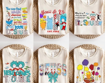 TRENDY Dr Suess Png Bundle, Dr.Suess Png Sublimation, Dr.Suess Day Png, Dr. Suess Bundle, Read across America, Teacher Png, Png Sublimation