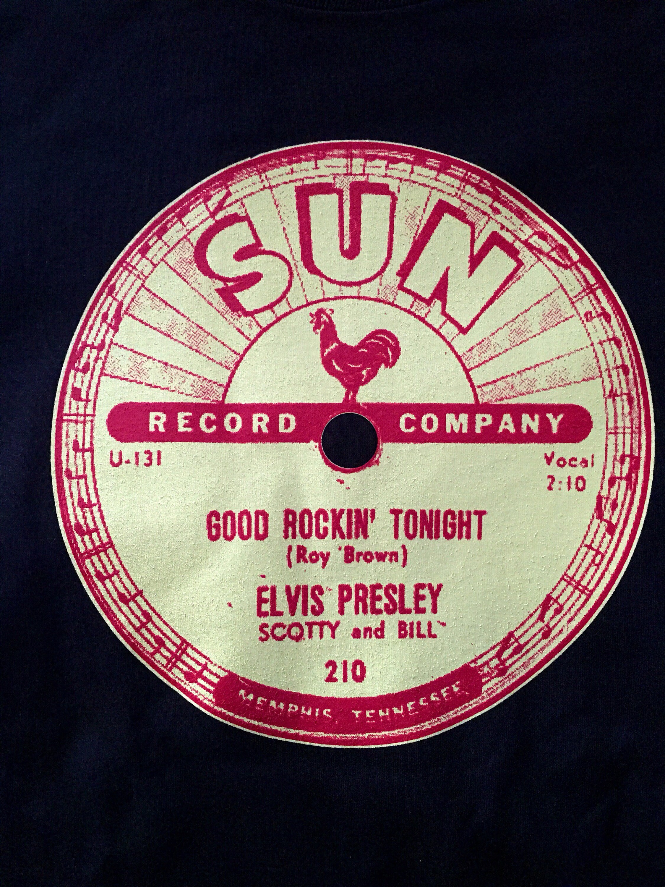 Elvis Presley Sun Records Classic 78 rpm Record Label Tee