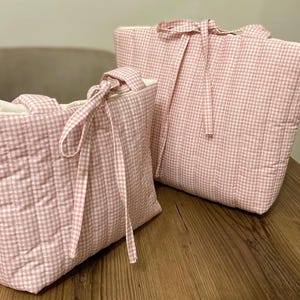 Gesteppte rosa Tasche, Einkaufstasche, Studententasche, Wochenendtasche,Handtasche
