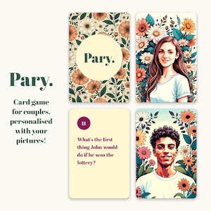 Personalized Couple Card Game | Custom Portrait Playing Cards | Anniversary Wedding Gift | Questions Game for Couples