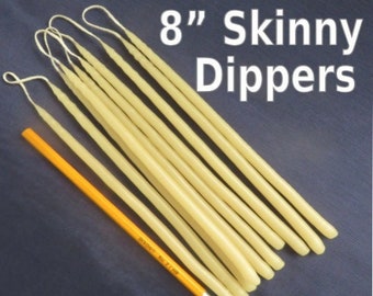 5 Joined Pairs of 8" Skinny Candles  hand dipped primitive tapers